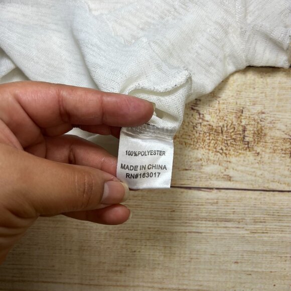 Princess Polly White Ribbed Lettuce Edge Cropped Baby Tee Size 8 Medium - Picture 7 of 11